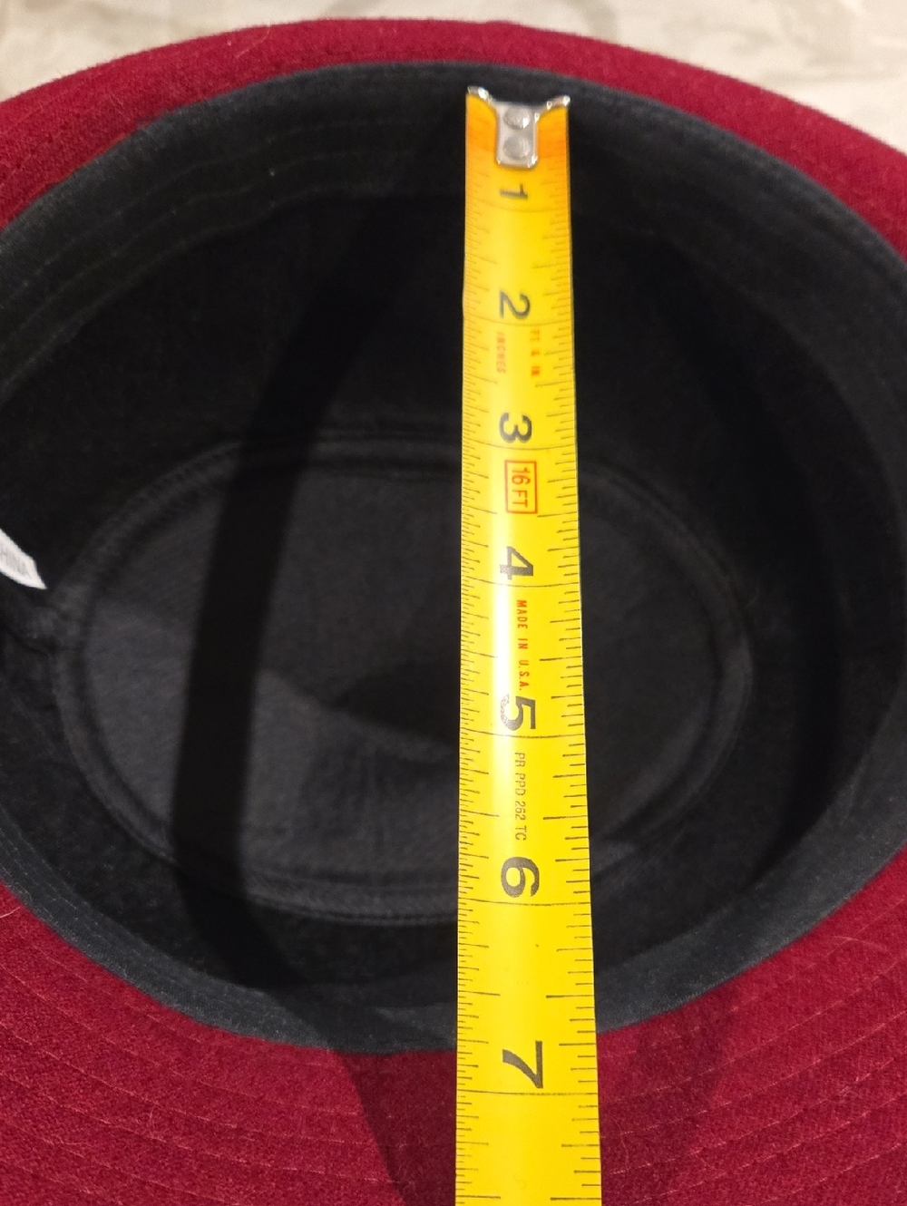 Women's Burgundy Wool Cloche Hat with Black Trim - Picture 8 of 10